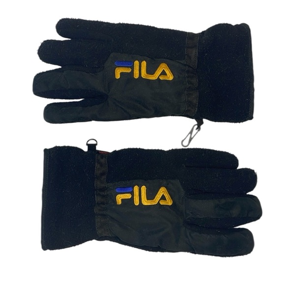 FILA Black Fleece Thinsulate Gloves with Yellow and‎ Blue Logo. Men’s Size M / L - Picture 1 of 6